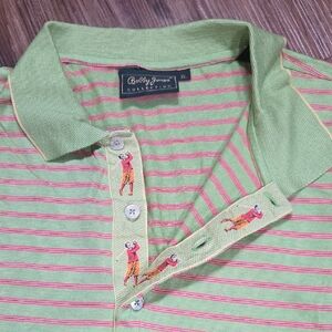 Vintage Bobby Jones Green Golf Polo with Stripes Size Xl